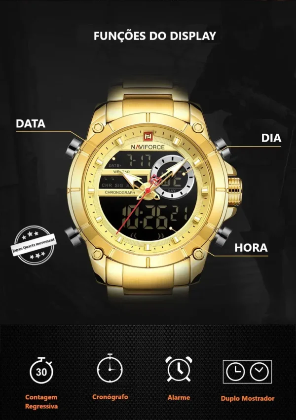Relógio Naviforce em Aço inox dourado - Imagem 8