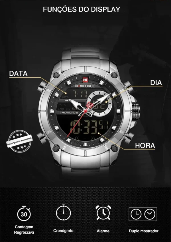 Relógio Naviforce em Aço inox prata - Imagem 8