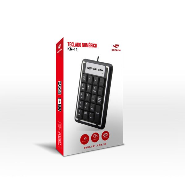 Teclado numérico C3Tech ideal pra digitação notebook KN-11BK - Imagem 3