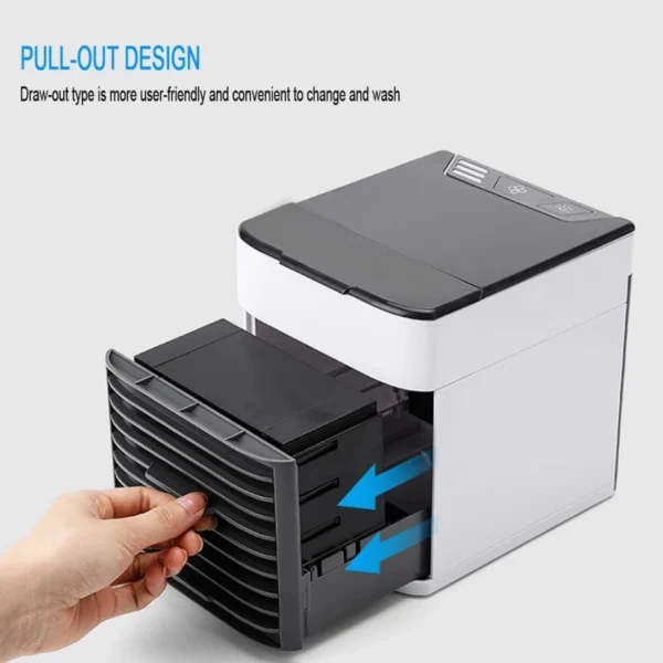 Mini Ar Condicionado Portátil Climatizador Air Cooler Umidificador Luz Led - Imagem 5