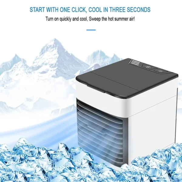 Mini Ar Condicionado Portátil Climatizador Air Cooler Umidificador Luz Led - Imagem 6